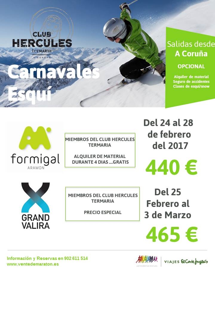 VIAJES  DE ESQUI EN  CARNAVALES 2017